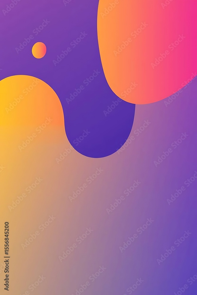 Poster Gradient Bubbles Floating on a Violet Background with Abstract Design