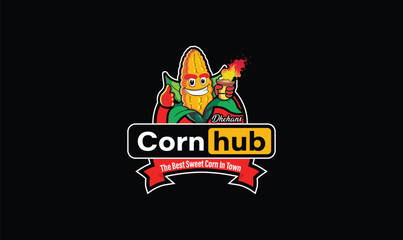 Corn Hub Sweet Corn Cartoon Logo