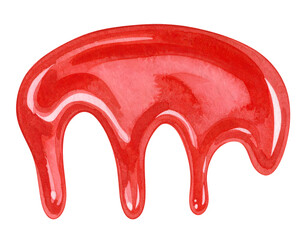 ketchup drip splash with three tails watercolor sauce blob isolated on transparent background
