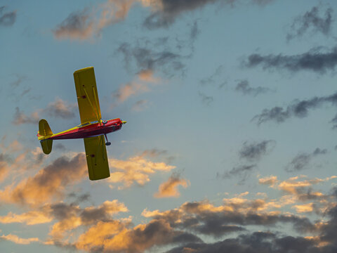 Cessna 140 Lifts Off Into The Sunset