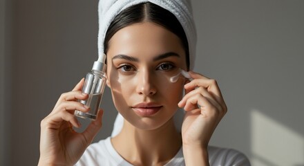 Serene beauty routine with serum application