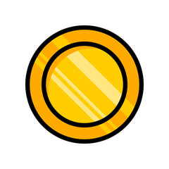 Golden yellow coin money financial business doodle icon vector design
