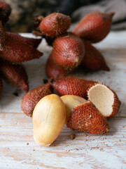 salak fruit,salacca zalacca or snake fruit exotic tropical fruits.