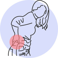 Woman with severe pain in the lower back