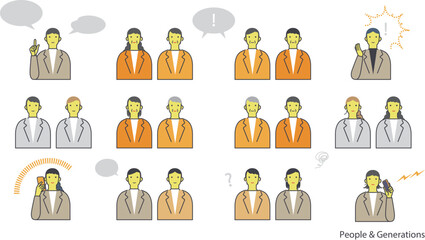 年代別 家族構成や図解で使えるシンプル人間	