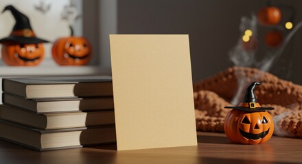 Spooky greeting card with Halloween decor