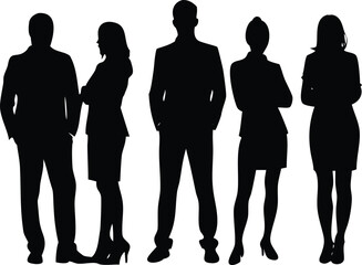 Man and woman silhouette icon set, minimal black vector figures, perfect for UI design, infographics, signage, and gender symbols.
