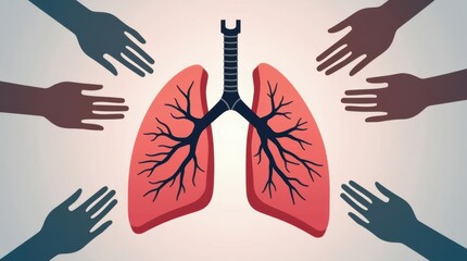 Promoting lung health awareness community health event educational graphic indoor environment close-up view health concept, World Lung Cancer Day