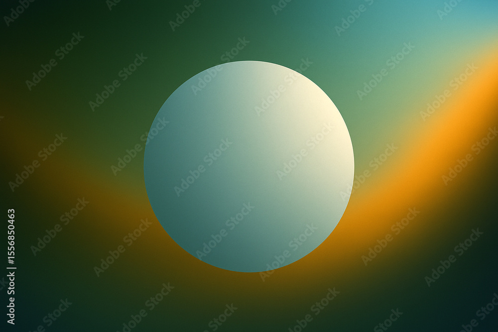 Poster minimalist abstract sphere with soft gradient background in green and orange tones