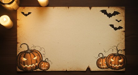 Spooky Halloween Scene with Old Paper