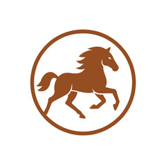 Galloping horse silhouette within circular frame