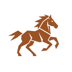 Fototapeta premium Geometric brown horse dynamically leaping upward