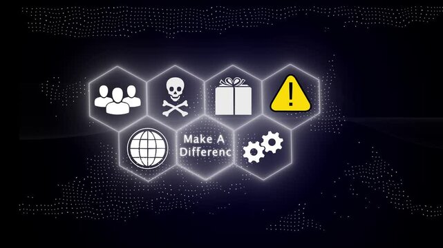 A Power "make a difference" button in German on a futuristic display. Technology and network concept. abstract wave technology background. with colorful light digital effect corporate concept.