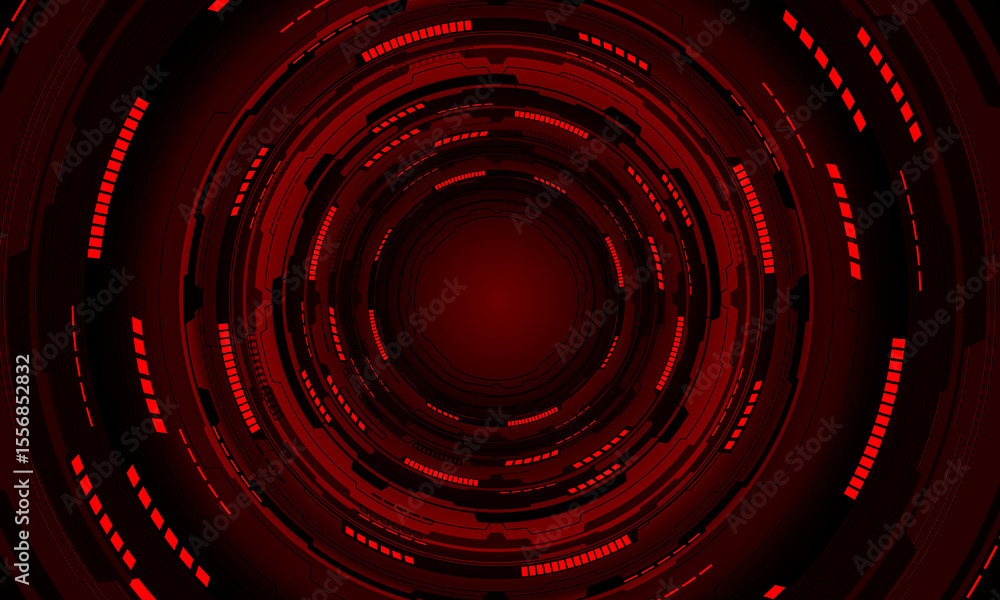 Poster Abstract data security red circuit board technology connected lines electronics elements computer motherboard chip processor semiconductor digital on white background vector