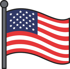 USA flag waving in the wind with red and white stripes  
