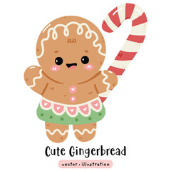 Cute Gingerbread Christmas Cookie Vector illustration