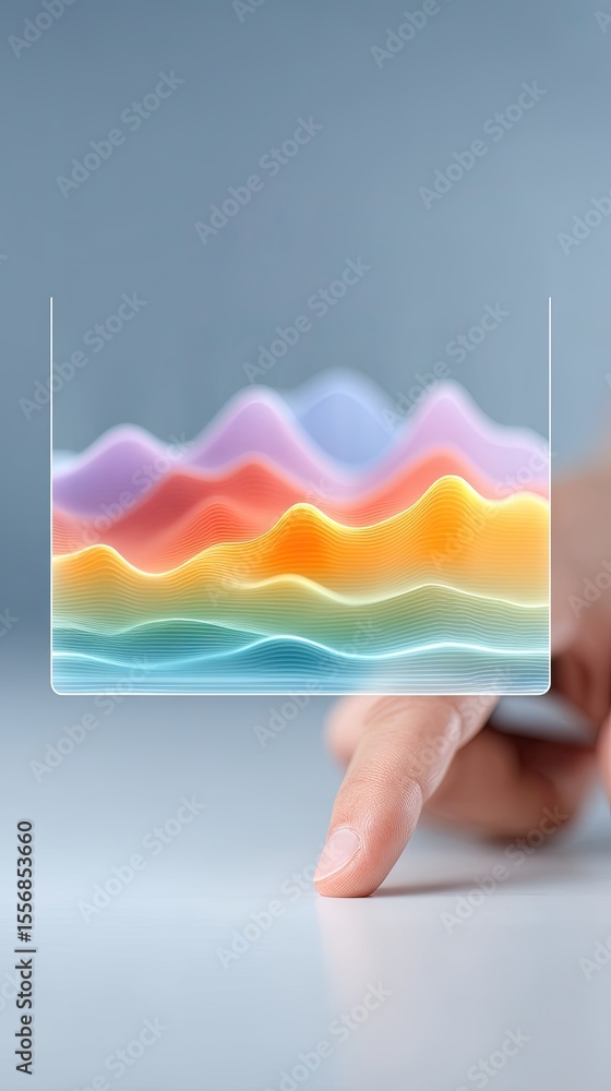 Aufkleber hand interacting with colorful data visualization graph