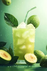 Refreshing Green Fruit Juice Drink.