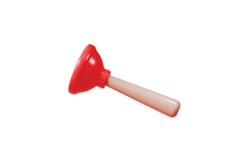 3D Minimal Cartoon Red rubber toilet plunger icon isolated on transparent white background. Cleaning equipment toilet tool icon. Realistic Plunger Icon. Graphic asset for designer. 3d render.