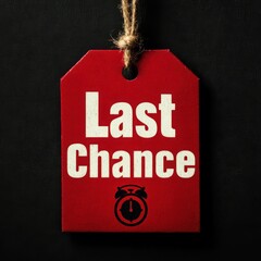 Last chance red tag against dark background