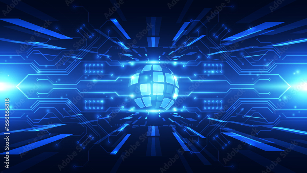 Poster abstract technology background with world map and network connection. vector illustration.