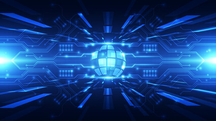 Abstract technology background with world map and network connection. Vector illustration.