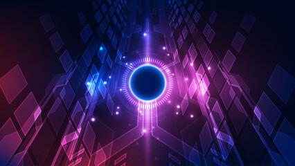 Abstract technology background. Futuristic interface with geometric shapes. Vector illustration