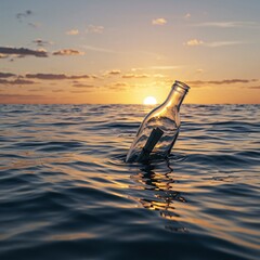 Message in a Bottle: Drifting Through a Sunset Sea