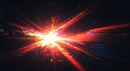 Naklejka premium Fiery Cosmic Explosion Abstract Art of a Starburst