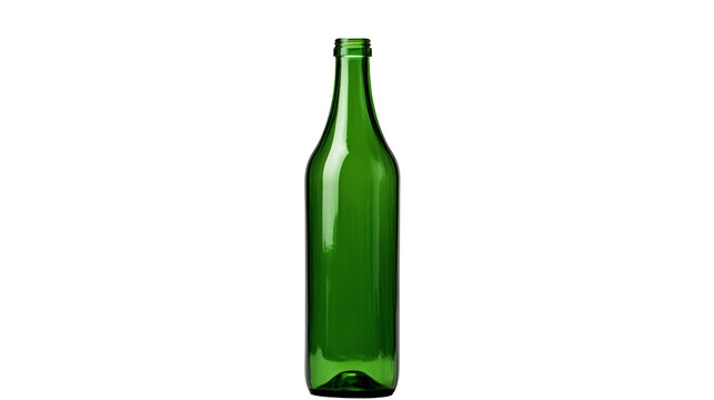 Empty green glass bottle presents sleek design Isolated on transparent Background  - Powered by Adobe