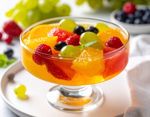 色鮮やかなフルーツゼリー。夏のデザートで癒しのひととき