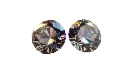 Fototapeta premium Two Sparkling Diamonds Isolated on White Background