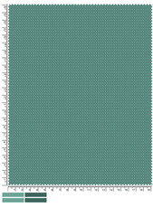 Close up of Teal Woven Fabric Swatch with Ruler for Scale and Color Palette This
