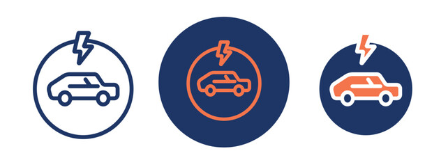 set of colored pixel perfect Electric car icon 1 unexanded, 1 silhouette. Electric car icon symbolizing clean energy automotive transport.