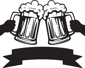 Vector silhouette beer glass design for celebration, party, celebration, pub, festival, new year and drink themed decoration.