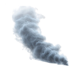 Wispy ethereal white smoke plume with intricate texture and detail isolated on transparent background