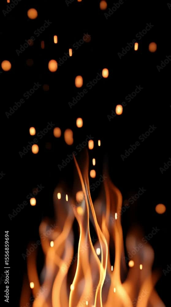 Aufkleber glowing orange fire flame with floating sparks and warm light creating dynamic abstract energy and v
