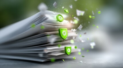 Document management transformation business office digital content innovative technology close-up view data security concept