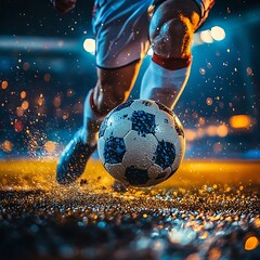 Soccer Player Dribbling with Night Stadium. (2)