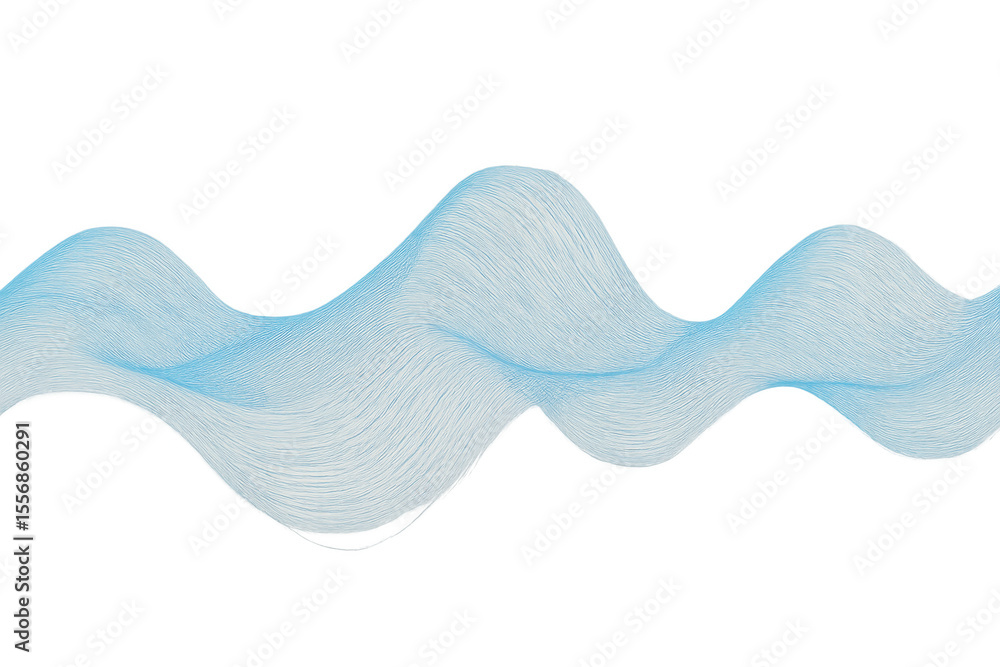 Poster smooth light blue lines creating a wave effect on a transparent background, ideal for digital art pr