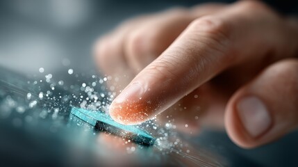 Interactive touch technology digital workspace visual content high-tech environment close-up view innovation concept