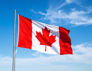 青空の背景にカナダの国旗