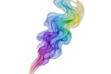 Vibrant smoke curling into dynamic patterns, creating ethereal visual energy with graceful, swirling movement against transparent backdrop