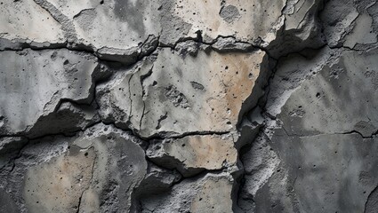 Fototapeta premium Rough Detailed Concrete Wall with Cracks and Destruction Material Texture