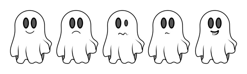 cute ghost character vector on transparent background
