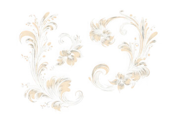 Elegant Floral Swirls and Flourishes Watercolor Design Elements