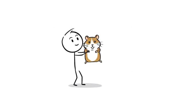 Simple illustration of person holding hamster