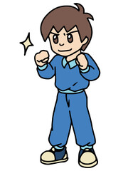 やる気に満ちてポーズをとる若い男性のイラスト　カラー（Affinity Designer版）