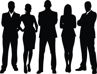 Man and woman vector silhouettes, clean flat icons for user profiles, app design, public signage, and digital infographics.