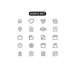 Modern Thin Line Icons Set isolated with white background. 